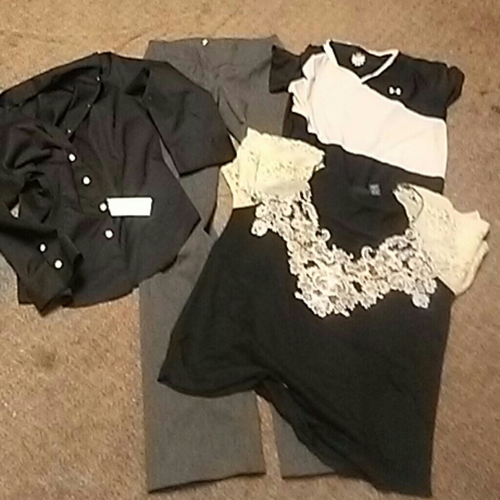 1 pair of grey slacks 3 shirts all 4 items 30 doll
